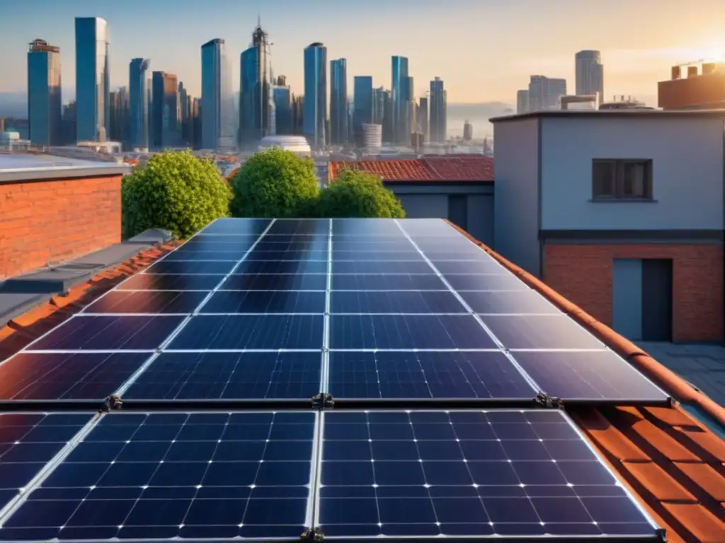 Paneles solares eficientes en espacios reducidos capturando la innovación y belleza urbana