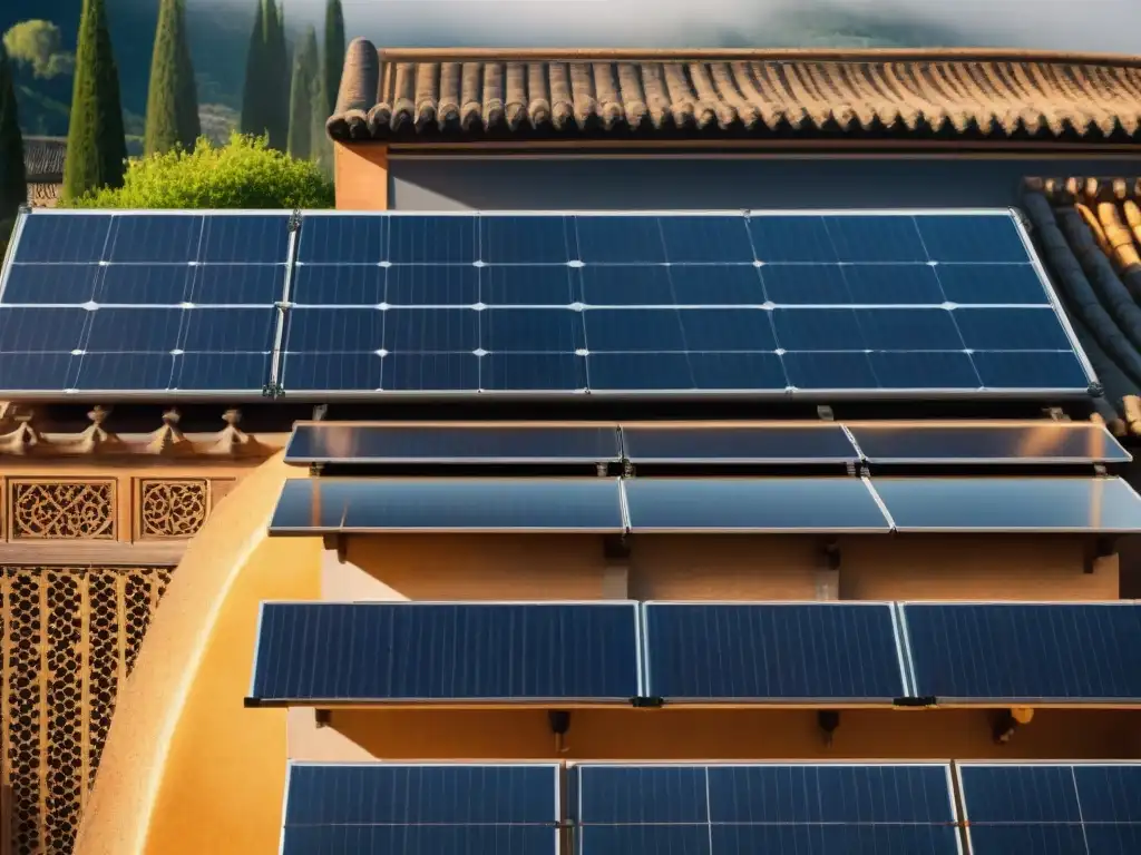 Paneles solares en propiedades históricas: Detalles arquitectónicos de la Alhambra con integración innovadora de tecnología solar