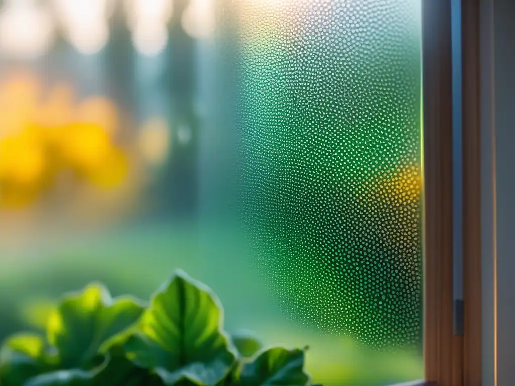 Patrones de condensación en ventana eco, reflejando la eficiencia térmica