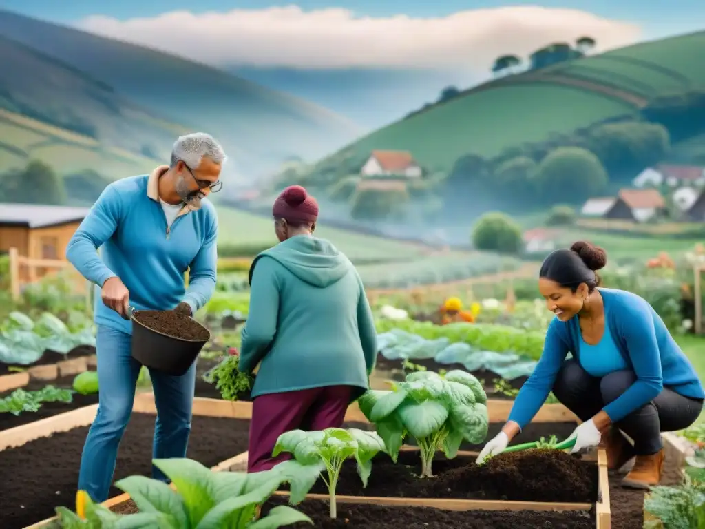 Comunidad sostenible: juntos por un futuro verde Pequeñas comunidades sostenibles liderando la transformación hacia la sostenibilidad en un jardín comunitario
