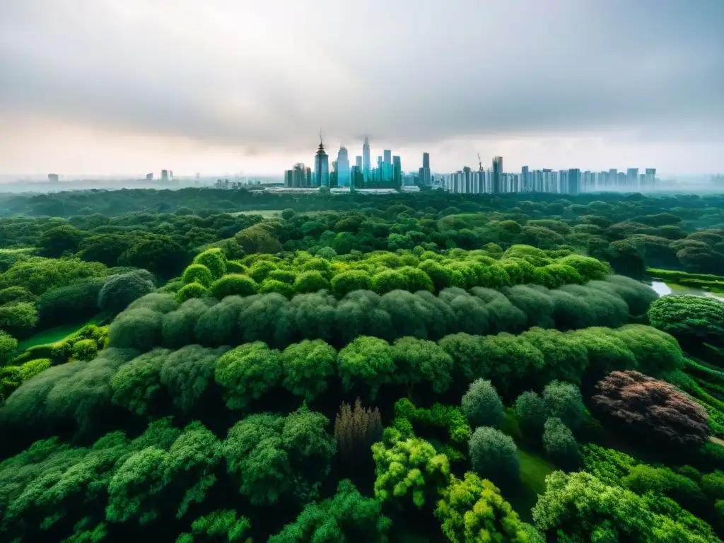 Pequeños espacios verdes impacto: Una vista aérea impresionante de la ciudad con jardines en azoteas y parques urbanos integrados