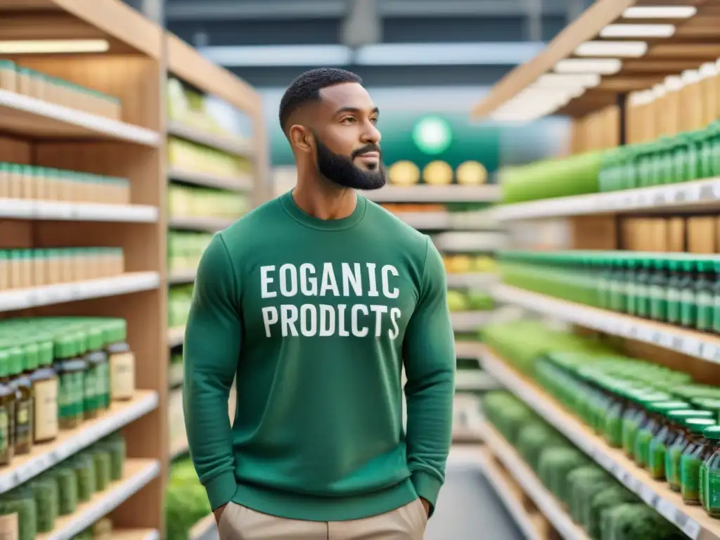 Consumidores diversos exploran productos ecológicos en mercado sostenible Personas diversas explorando productos ecofriendly en un mercado sostenible