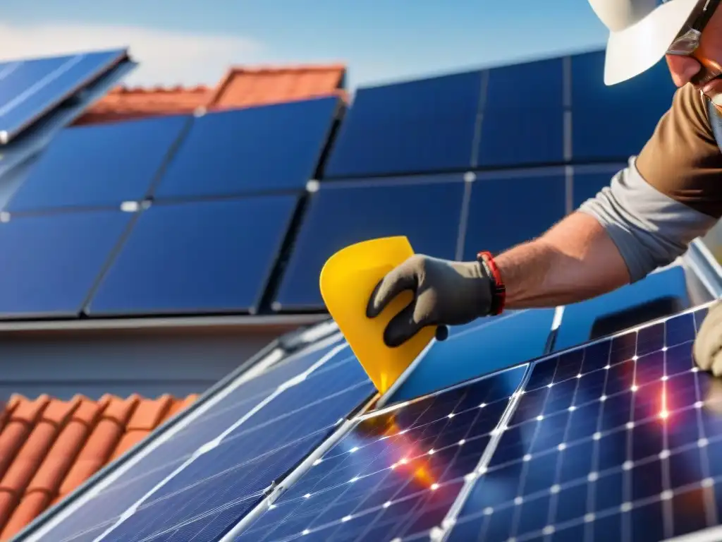 Instalación precisa de paneles solares en casa moderna