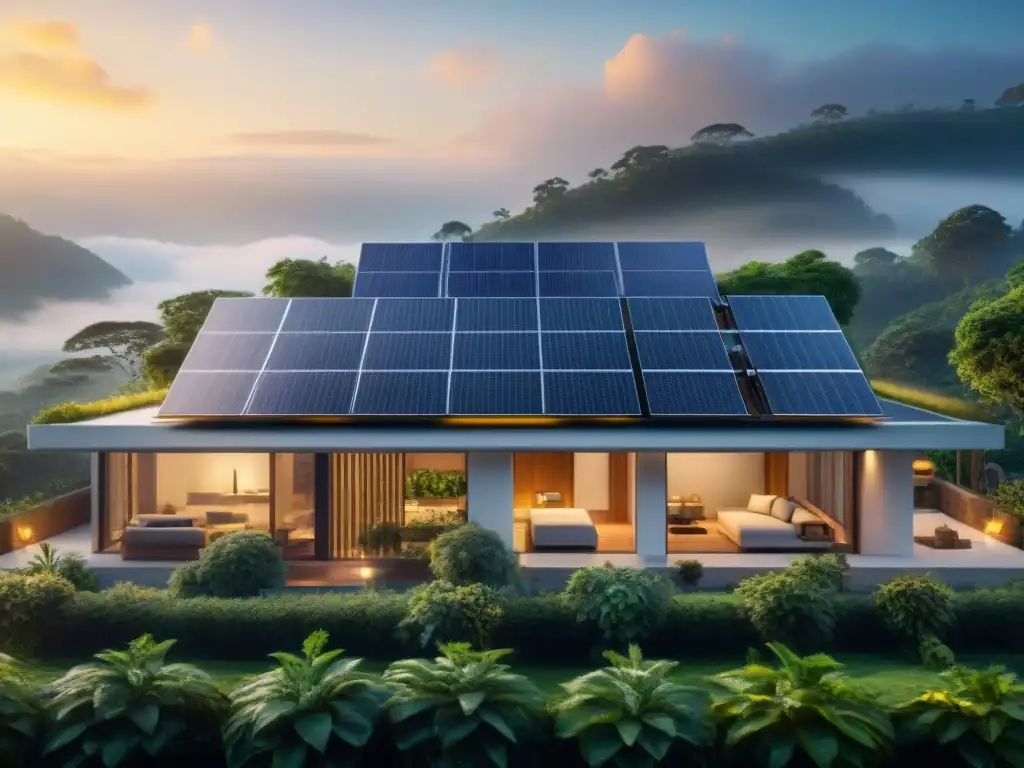 Propiedad ecoamigable con paneles solares y gestión energética propiedades ecoconscientes