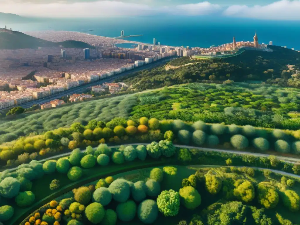 Proyecto sostenible transforma Barcelona: De vertedero a vecindario verde y vibrante, resaltando la transformación positiva del paisaje urbano