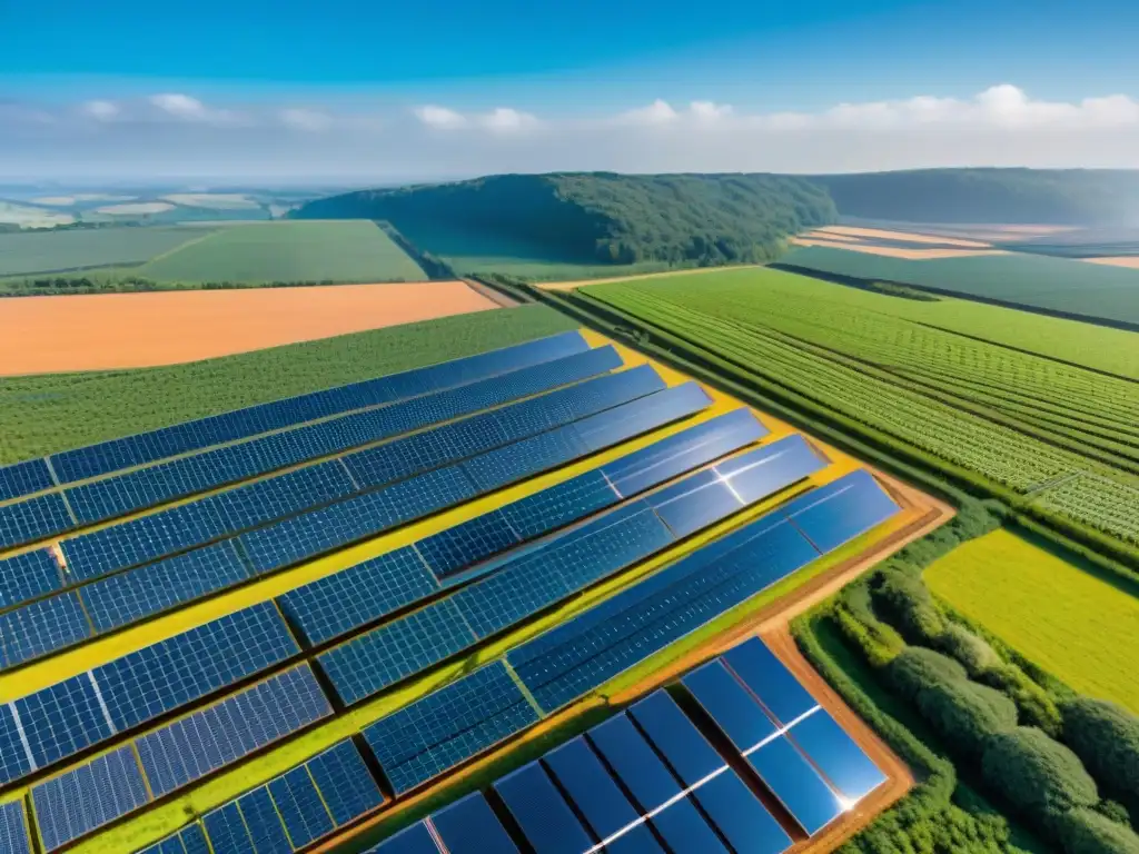 Invertir en proyectos verdes arquitectura: Ingenieros inspeccionan granja solar bajo el sol brillante