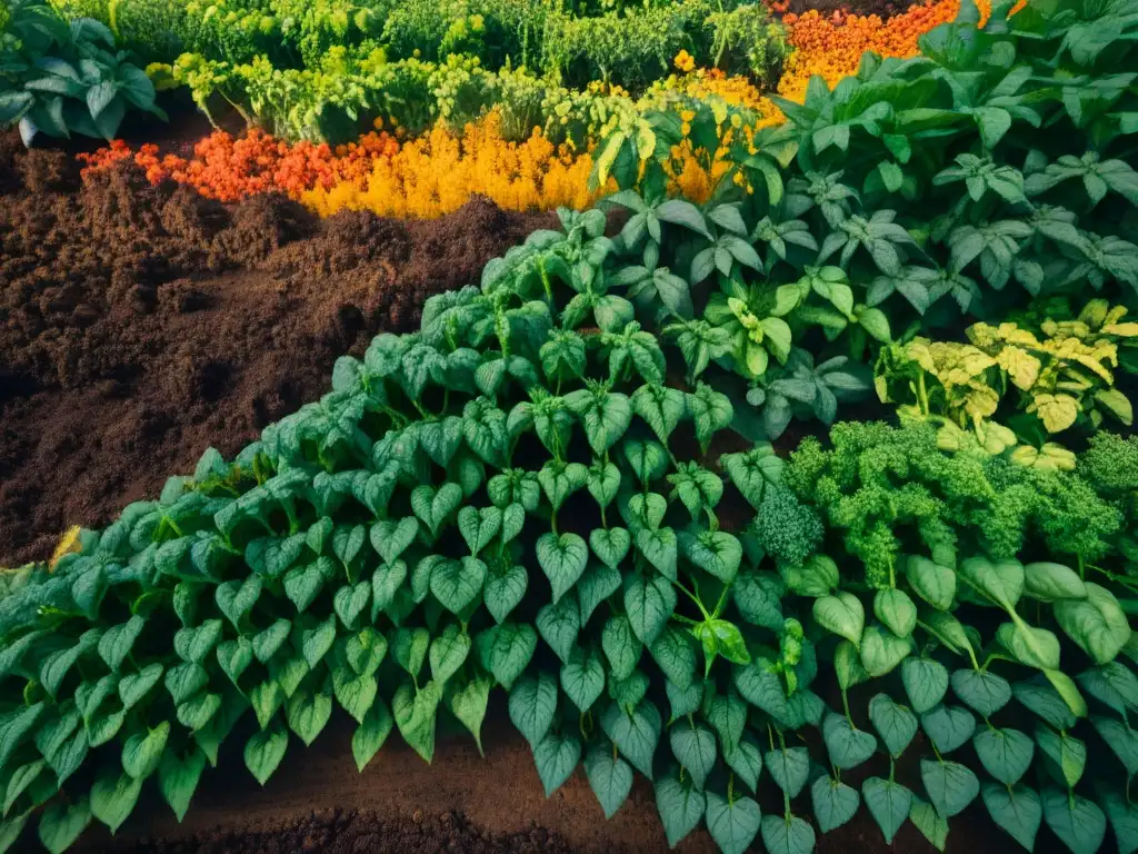 Redes de raíces entrelazadas en un jardín permacultura alimentar planeta, mostrando la vitalidad de la naturaleza