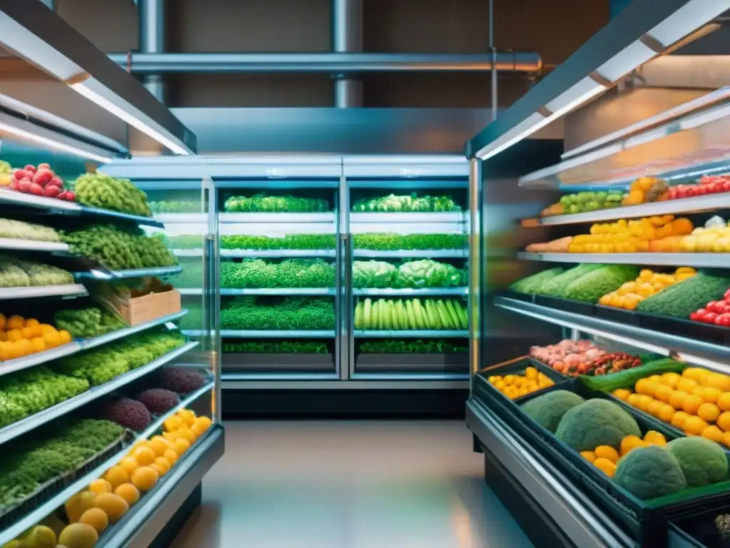 Refrigeración sostenible para alimentos frescos en un supermercado con tecnología de vanguardia