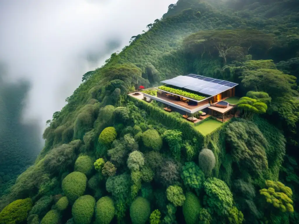 Refugio ecológico integrado en la naturaleza con diseño arquitectónico innovador