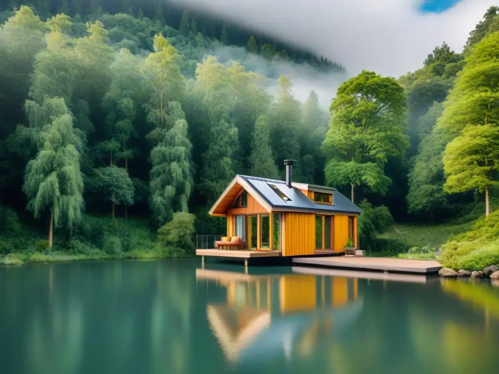 Refugio ecológico en bosque verde con aislamiento natural