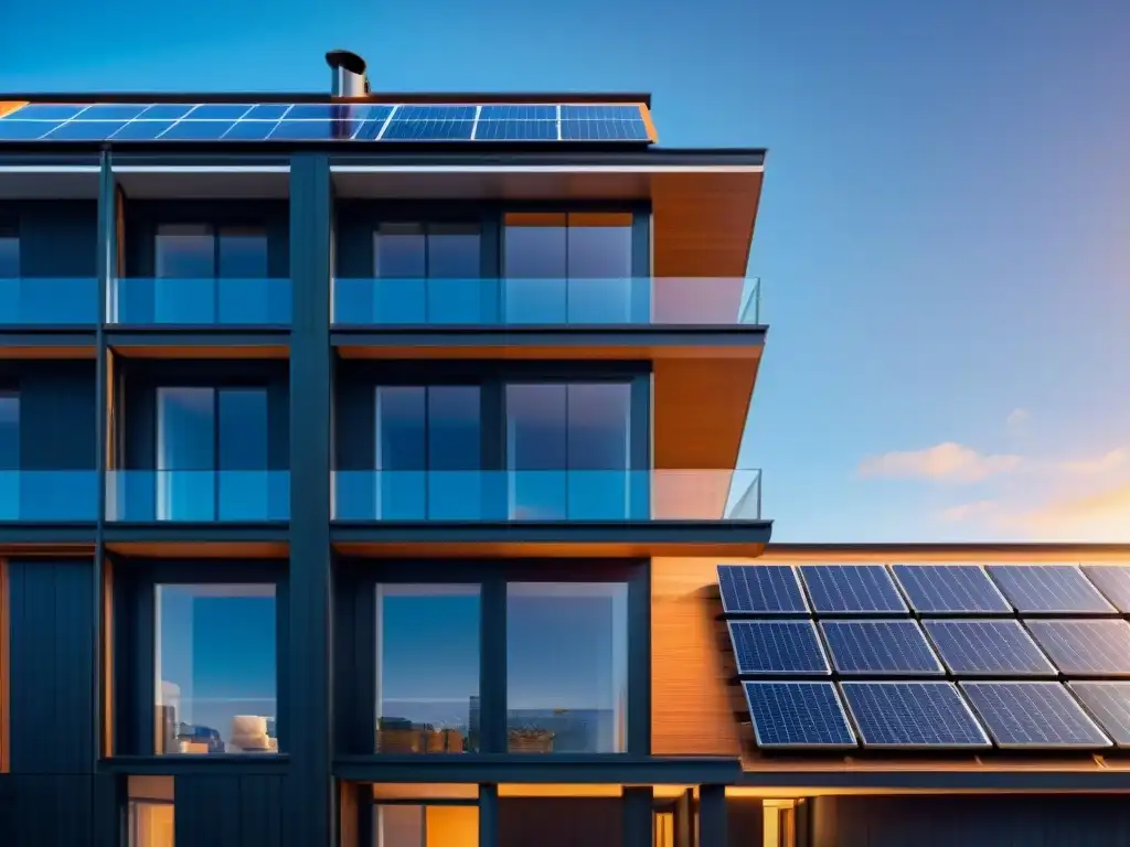 Residencia moderna con paneles solares integrados, resaltando beneficios ecofriendly