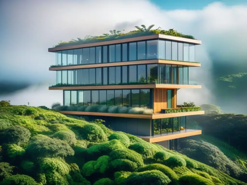 Revolutionary diseño sostenible de PureEarth: edificio futurista ecofriendly con líneas modernas y verde exuberante