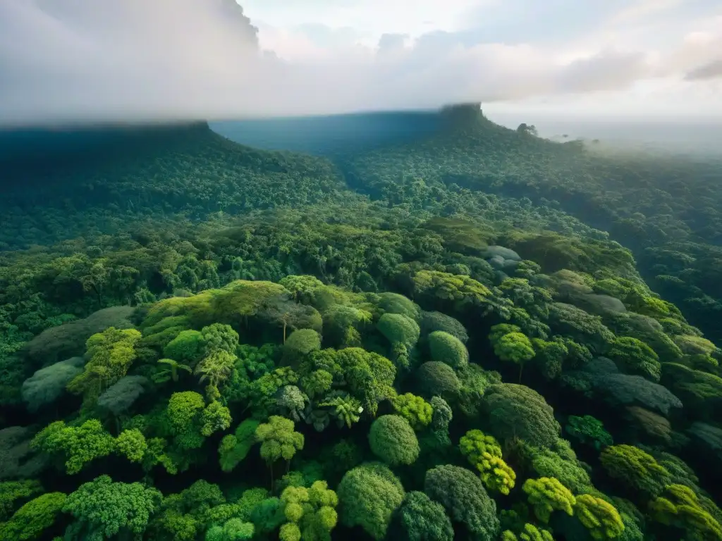 Selva amazónica exuberante con aves tropicales