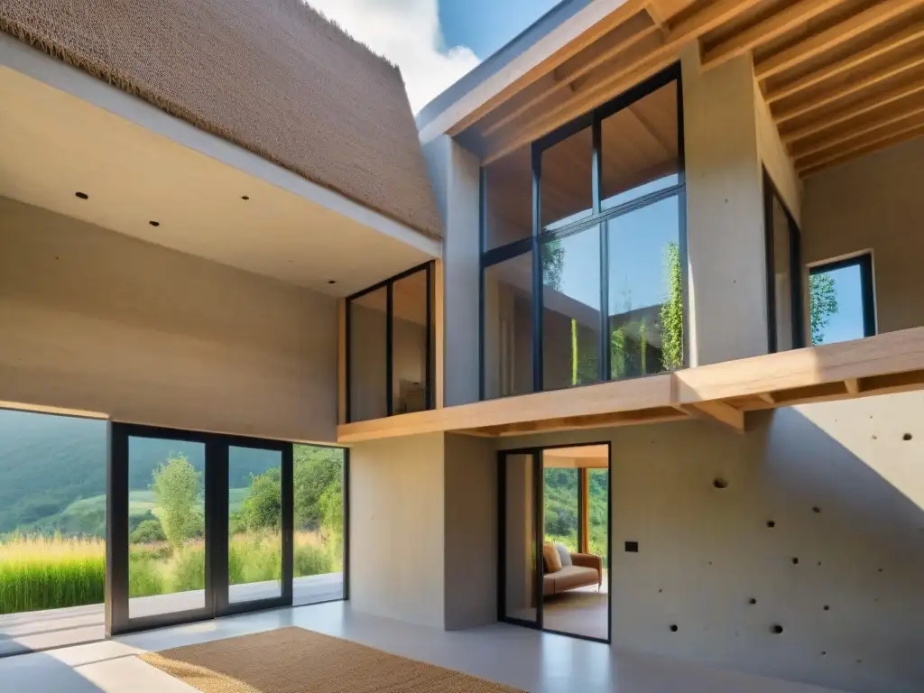 Construcción sostenible con cáñamo: Detalles de una casa ecoamigable construida con hempcrete, armonizando con la naturaleza