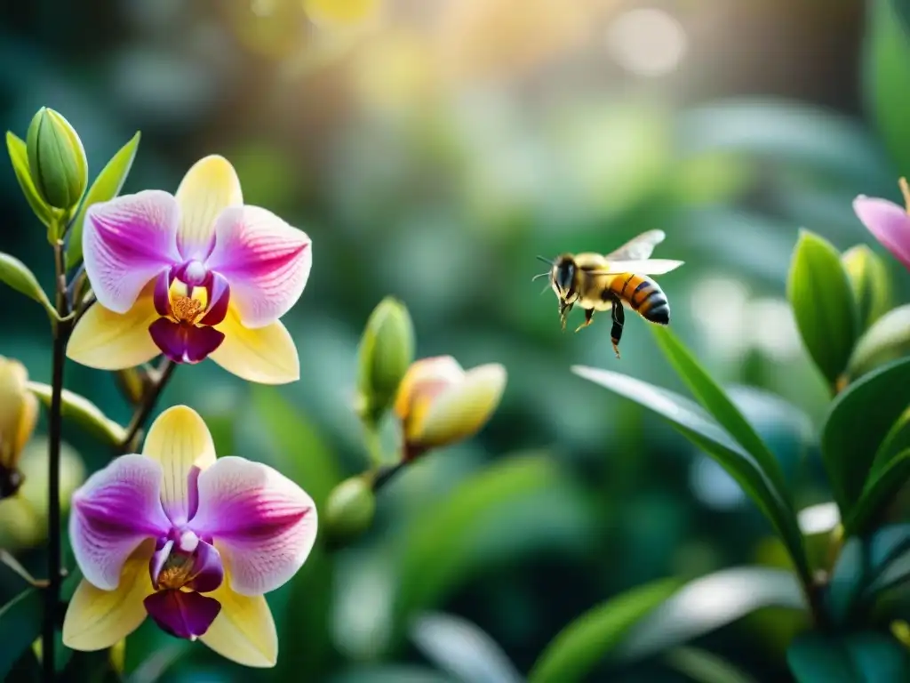 Un jardín sostenible rebosante de flores vibrantes, detalle y vida, ideal para la jardinería sostenible adaptación cambios climáticos