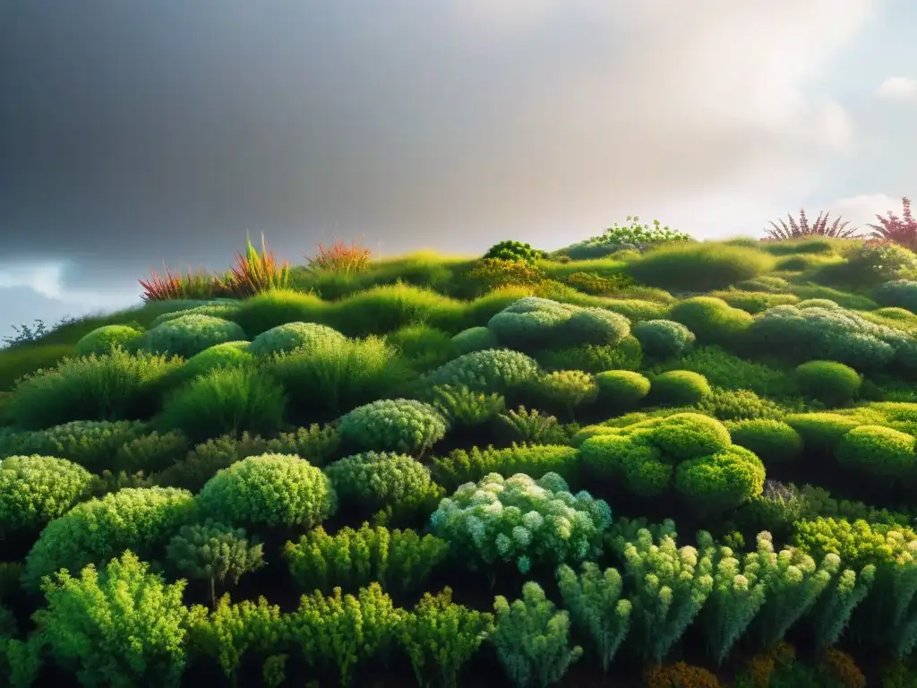 Tejido vegetal: armonía en la bioconstrucción Un techo verde vibrante en bioconstrucción con materiales vivos sostenibles