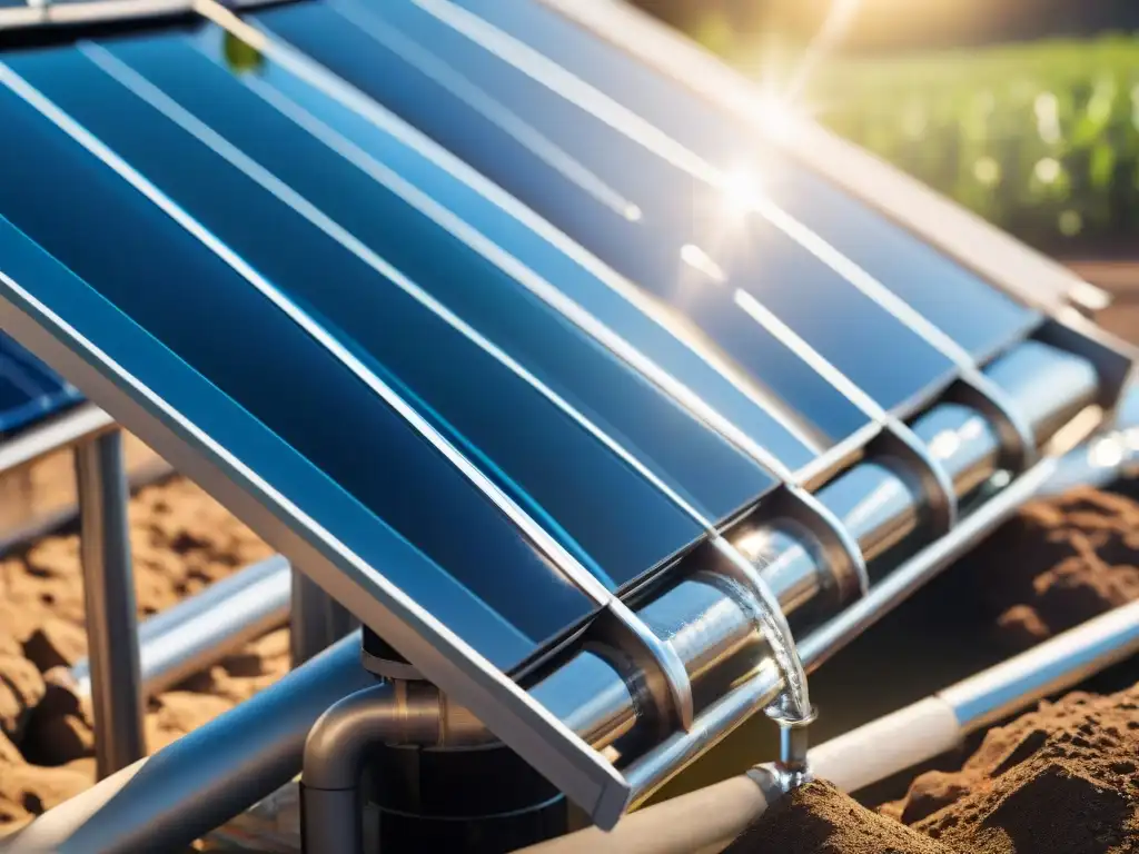 Tecnología verde para crisis agua: purificación solar transformando agua contaminada en potable, reflejando esperanza y progreso sostenible