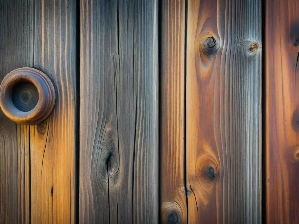 Textura detallada de madera reutilizada con patrones naturales, resaltando la belleza de los materiales sostenibles para baño