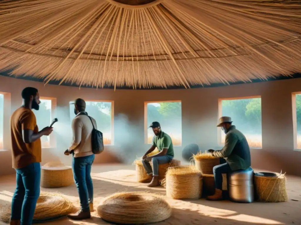 Unidos en bioconstrucción y crisis climática: diversidad construyendo juntos un edificio sostenible con materiales naturales