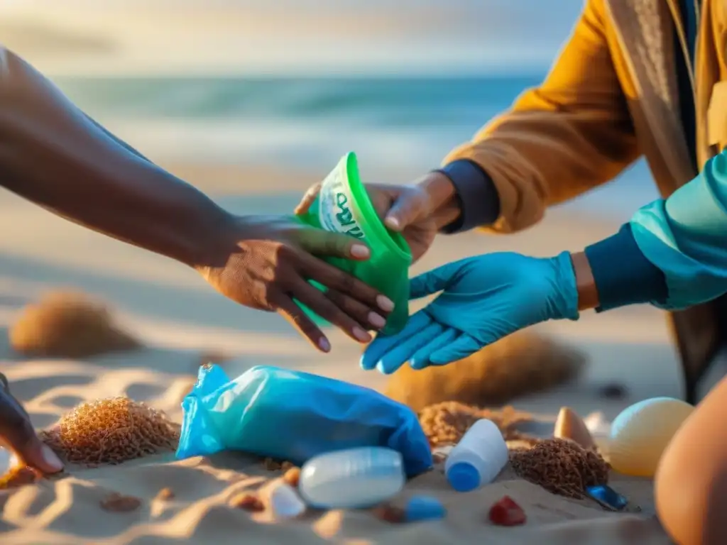 Unidos en limpieza de playa, mostrando diversidad y compromiso ambiental