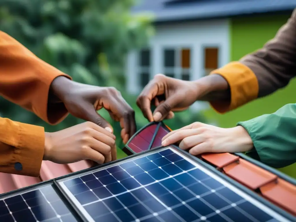 Unidos instalando paneles solares en comunidades sostenibles, creando un futuro verde