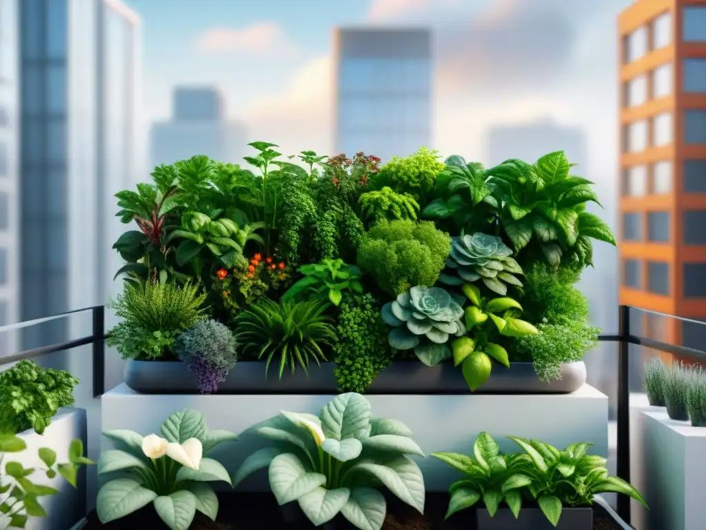 Un jardín vertical urbano lleno de gadgets para huerto sostenible en un balcón