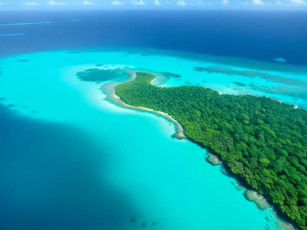 Un vibrante arrecife de coral en aguas turquesa del Caribe, repleto de vida marina