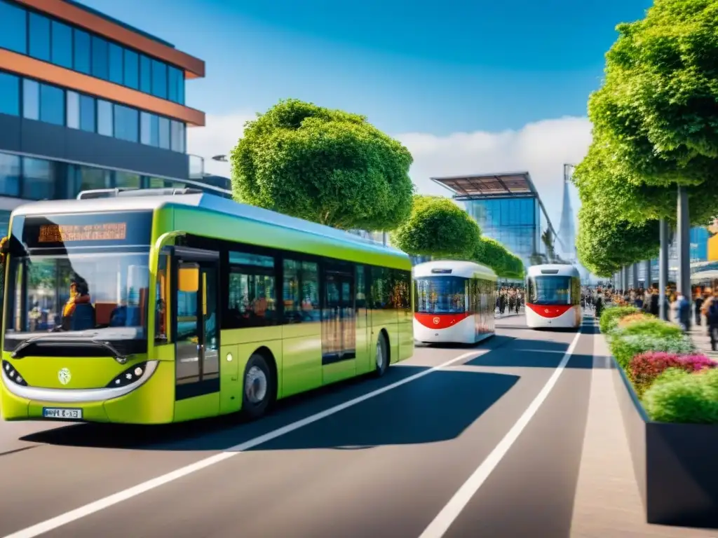 Vida urbana sostenible con transporte ecológico en ciudades