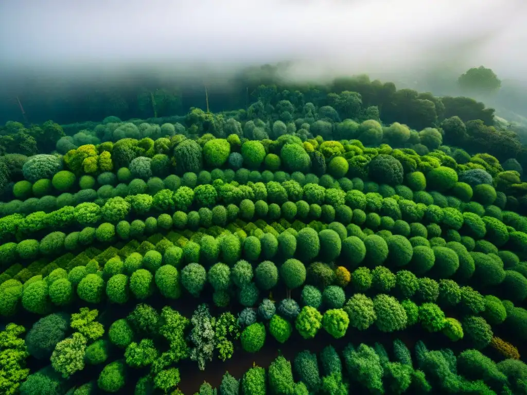 Vista aérea de una comunidad sostenible redefiniendo la urbanización con arquitectura verde e integración de la naturaleza