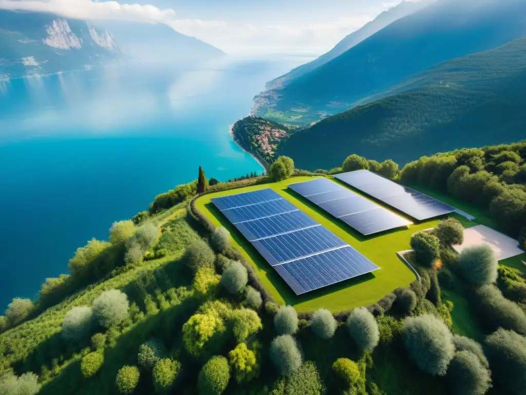 Una vista aérea impresionante del Lefay Resort & SPA Lago di Garda en Italia, un ejemplo de Hoteles ecológicos de lujo mundial