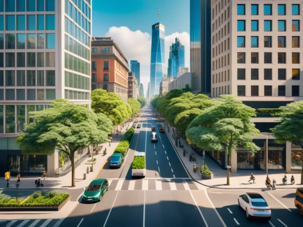 Vista aérea de intersección urbana con arquitectura tradicional y moderna en armonía