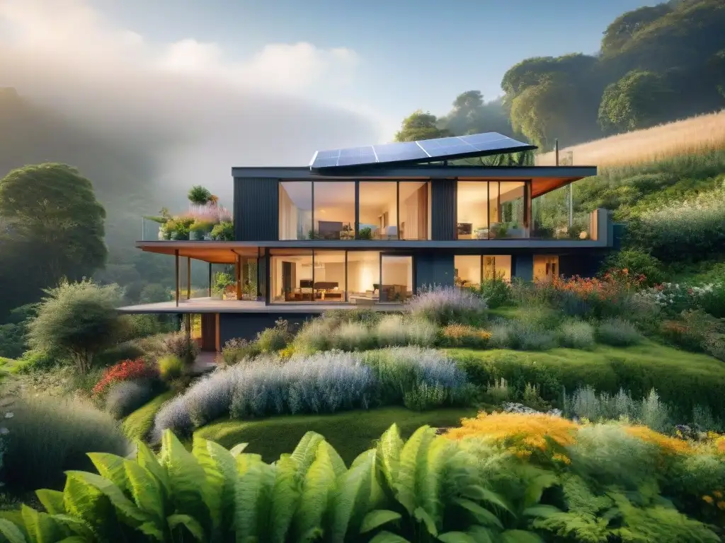 Una vivienda bioclimática de diseño sostenible integrada en un paisaje verde exuberante