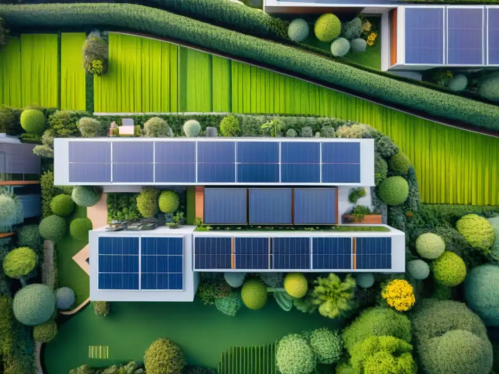 Viviendas sostenibles con inteligencia artificial: Desarrollo ecoamigable con paneles solares y jardines verdes